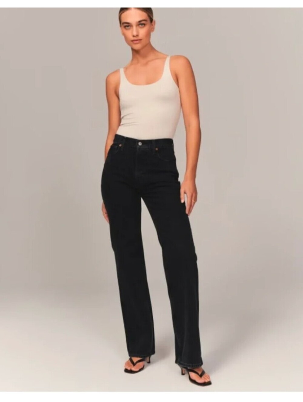 Abercrombie & Fitch Ultra High Rise 90s Straight Jeans Black 27 Short NWT